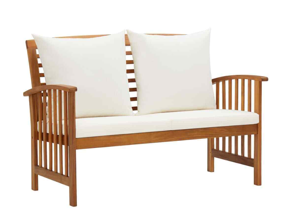 Vidaxl Patio Bench With Cushions 46.9" Solid Acacia Wood